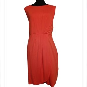 Mossimo Hot Orange Sexy Sleeveless Faux Wrap Black Zip Back Closure Midi Dress